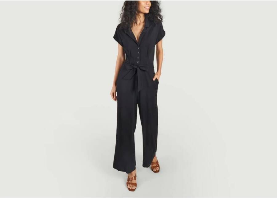 king louie Stijlvolle Crepe Jumpsuit Zwart Dames