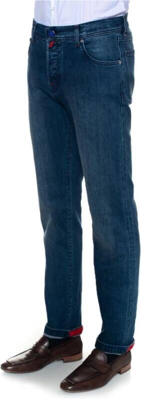 Kiton Slim-Fit Stone Washed Denim Jeans Blauw Heren