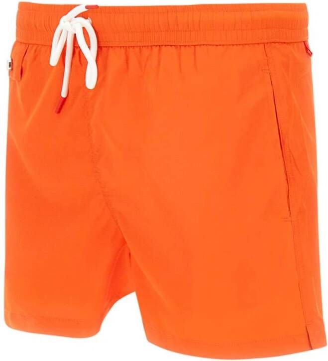 Kiton Levendige Oranje Heren Zwembroek met Geborduurd Logo Oranje Heren
