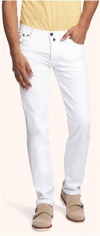 Kiton Witte Slim Fit Five Pocket Jeans in Kurabo Denim Wit Heren