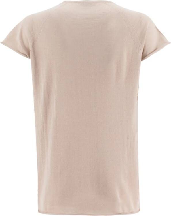 Kiton Cashmere Silk Blend Crew Neck T-shirt Beige Dames