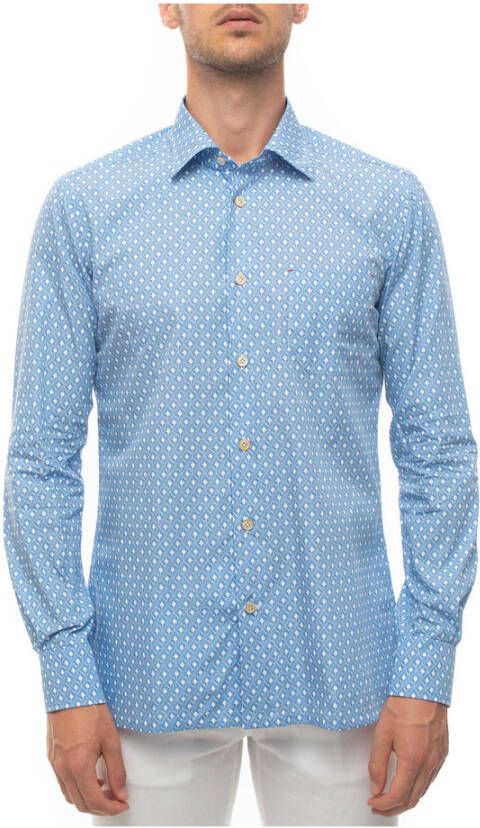 Kiton Casual Bladprint Overhemd met Lange Mouwen Blauw Heren
