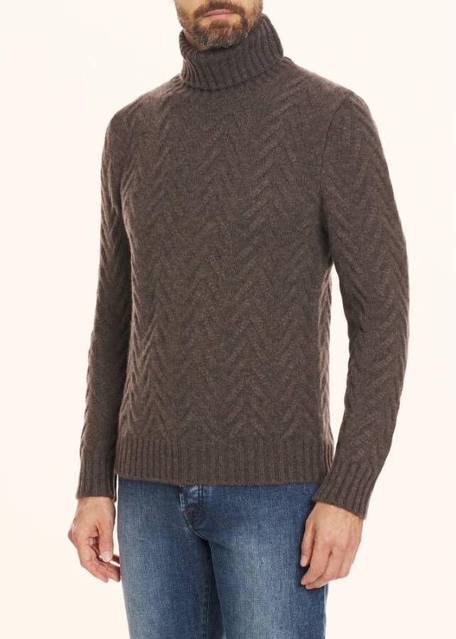 Kiton Cashmere Turtleneck Sweater Bruin Heren