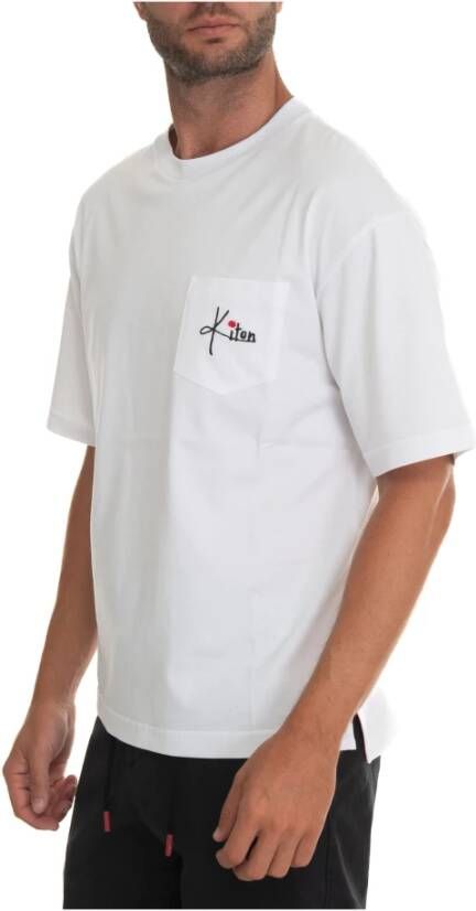 Kiton Logo Zak Oversized T-Shirt Wit Heren