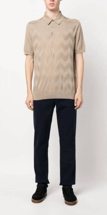 Kiton Polo shirt met golfpatroon Beige Heren