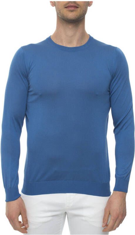 Kiton Handgemaakte Zijden Ronde Hals Pullover Blauw Heren
