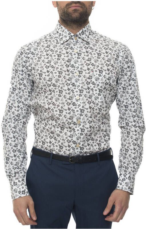 Kiton Bloemenfantasie Overhemd met Lange Mouwen Grijs Heren