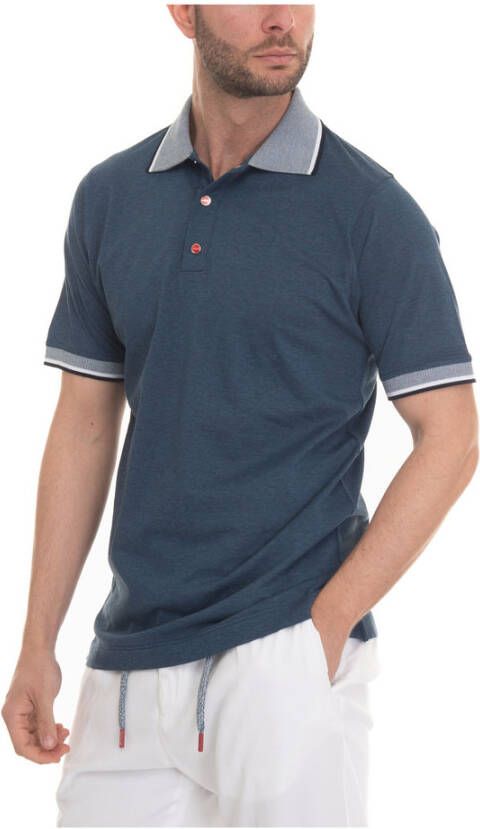 Kiton Polo shirt met korte mouwen en contrastafwerking Blauw Heren