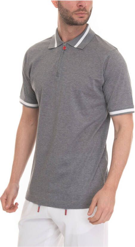 Kiton Polo Met Korte Mouwen En Halve Rits Grijs Heren