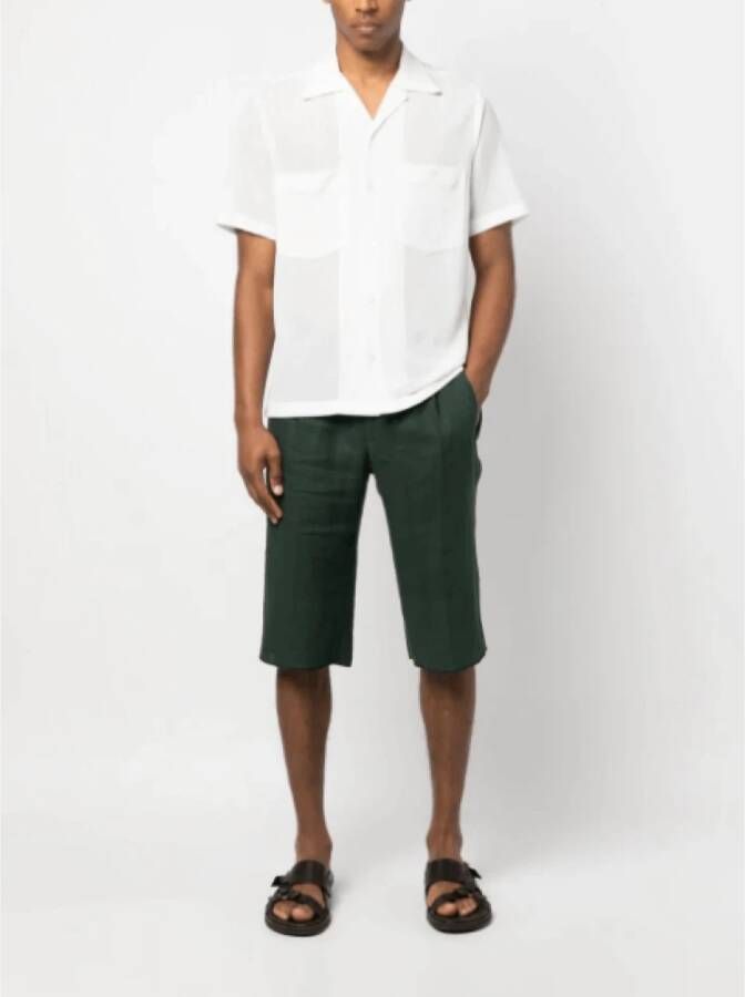 Kiton Bosgroene Linnen Bermuda Shorts Groen Heren