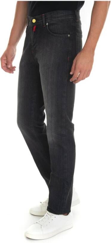 Kiton Vintage Slim-Fit Stone Washed Jeans Zwart Heren