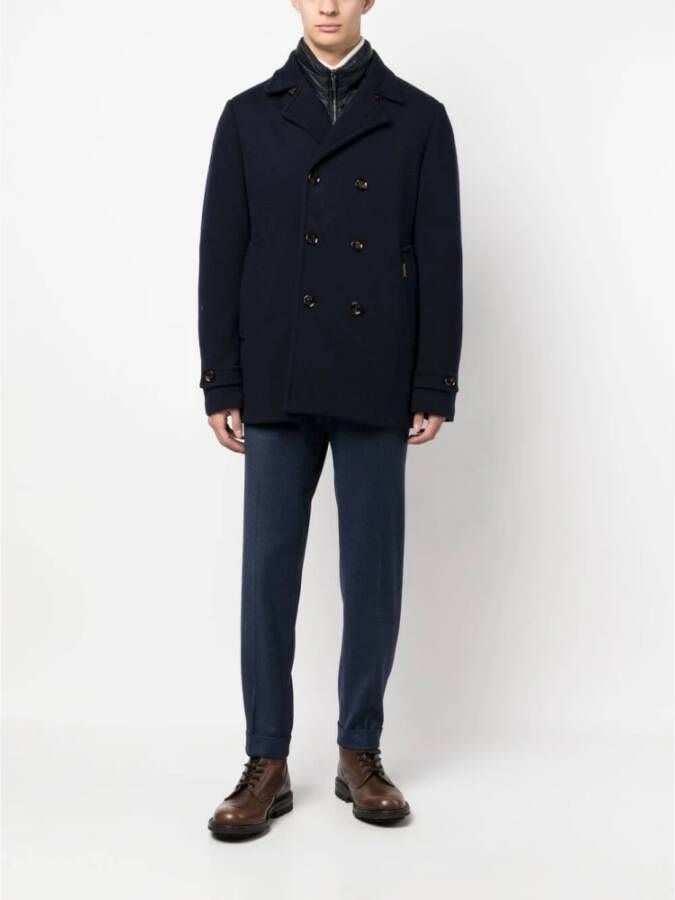Kiton Elastische broek met rechte pijpen Blauw Heren