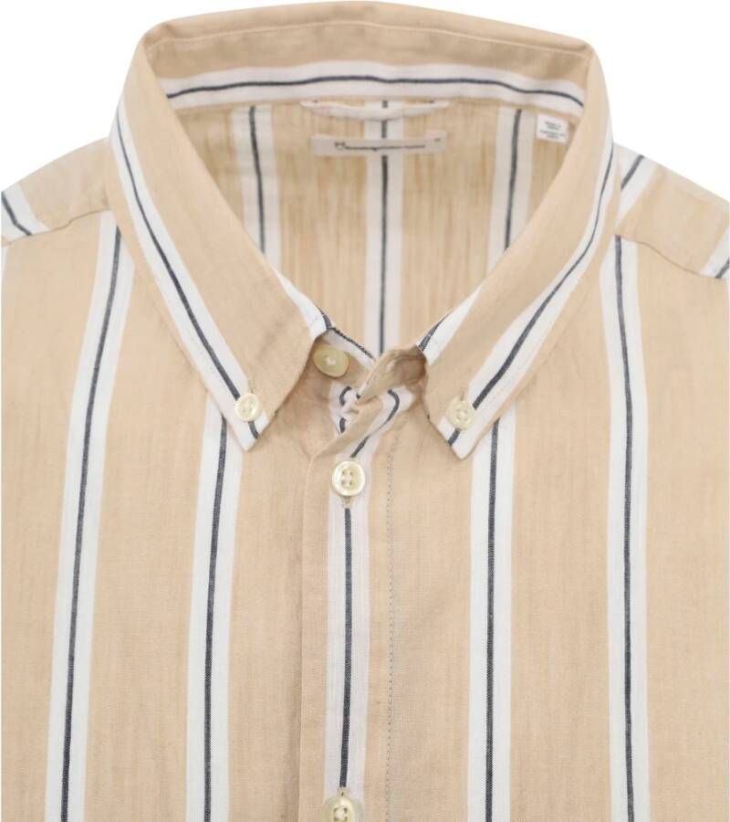 Knowledge Cotton Apparel KnowledgeCotton Apparel Overhemd Streep Beige Heren