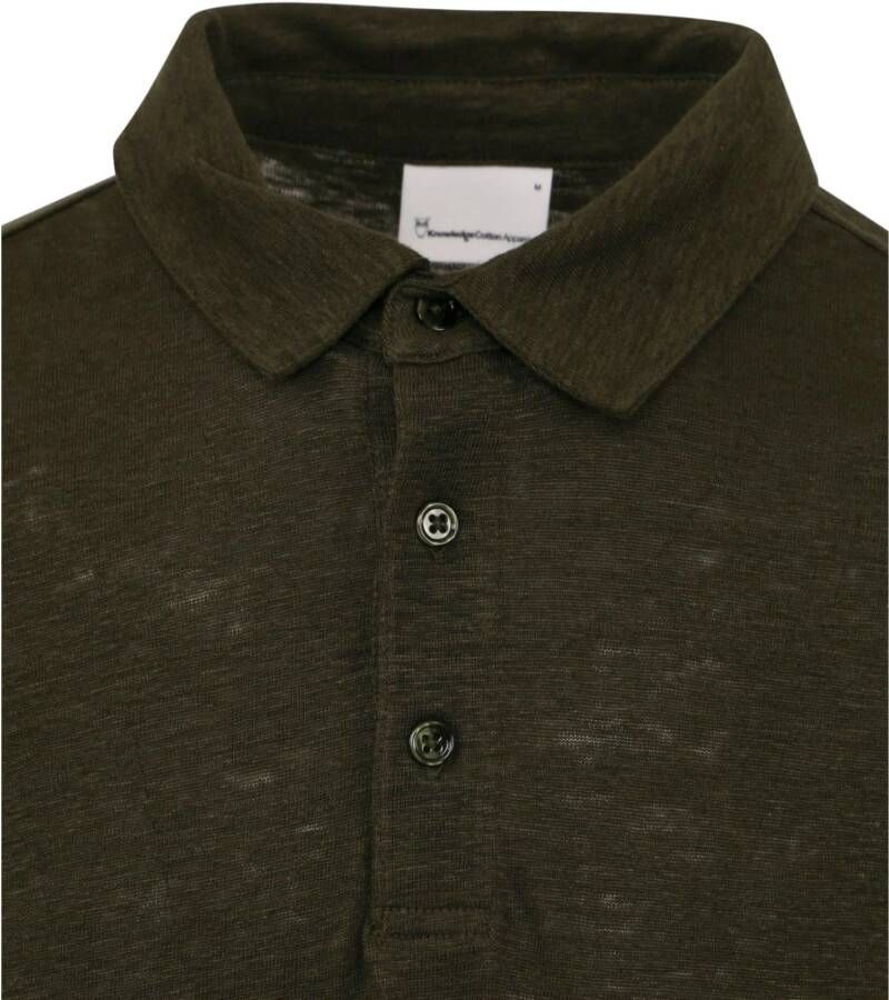Knowledge Cotton Apparel KnowledgeCotton Apparel Poloshirt Linnen Donkergroen Groen Heren