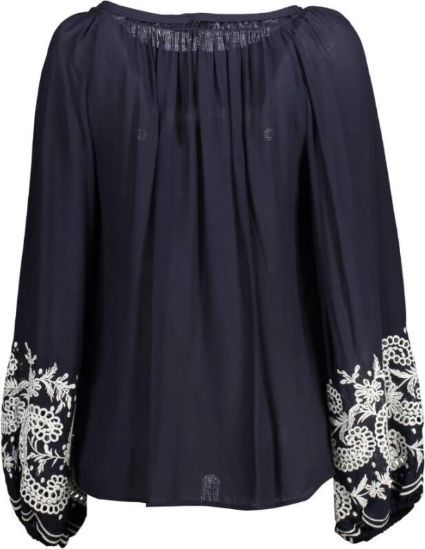 Kocca Stijlvolle Blauwe Blouse met Wijde Mouwen Blauw Dames