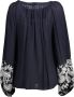 Kocca Blauwe Geborduurde Blouse met Lange Mouwen Blue Dames - Thumbnail 2