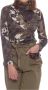 Kocca Camouflage Blouse met Hoge Hals en Voorkant Drapering Black Dames - Thumbnail 2