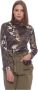 Kocca Camouflage Blouse met Hoge Hals en Voorkant Drapering Black Dames - Thumbnail 3