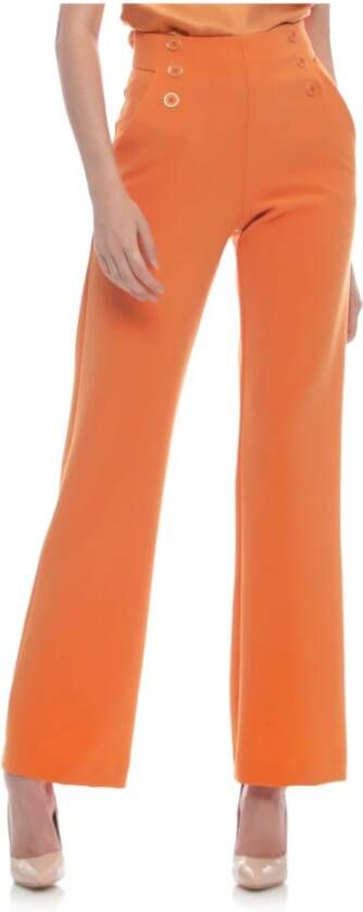 Kocca Elegante broek met hoge taille en knopen Oranje Dames