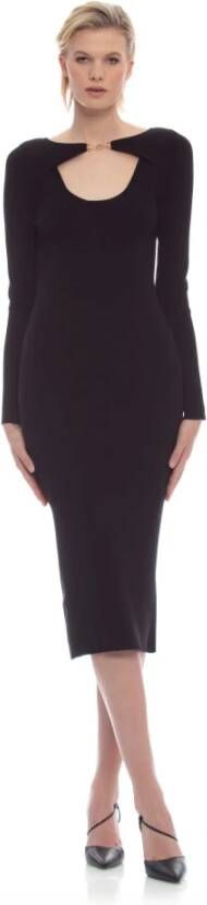 Kocca Elegante Viscose Sheath Jurk met Lange Mouwen Zwart Dames