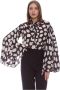 Kocca Gestreepte blouse met wijde mouwen Zwart Dames - Thumbnail 2