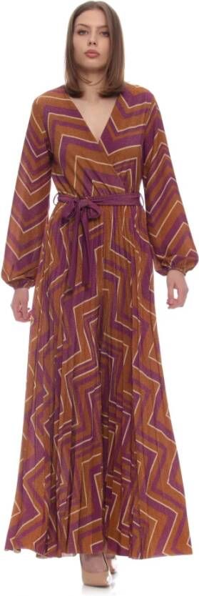 Kocca Long dress with belt and bow Meerkleurig Dames
