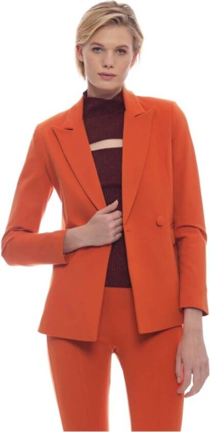 Kocca Stijlvolle dubbelrijige viscose jas Oranje Dames