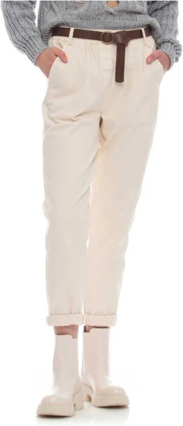 Kocca Stretch katoenen broek met bijpassende riem Geel Dames