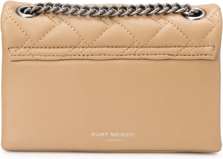 Kurt Geiger Bruine Mini Leren Schoudertas met Afwisselende Voorsteken Bruin Dames