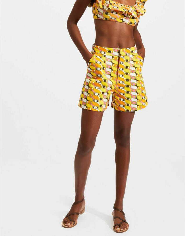 La DoubleJ Flatterende high-waisted shorts Geel Dames