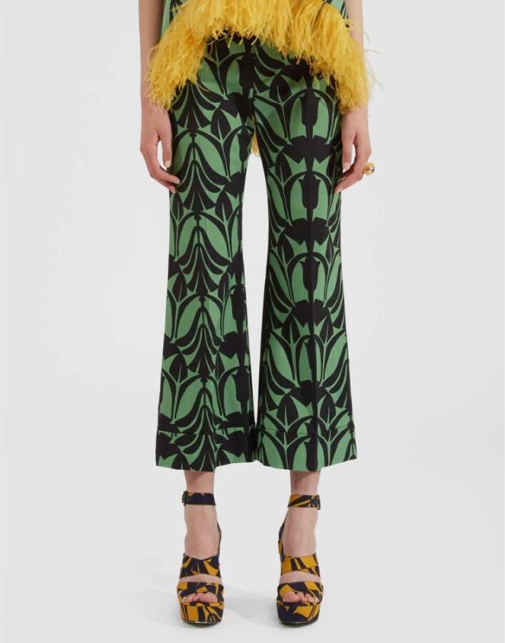 La DoubleJ Hendrix Broek Ananas Print Hoge Taille Zware Katoen Meerkleurig Dames