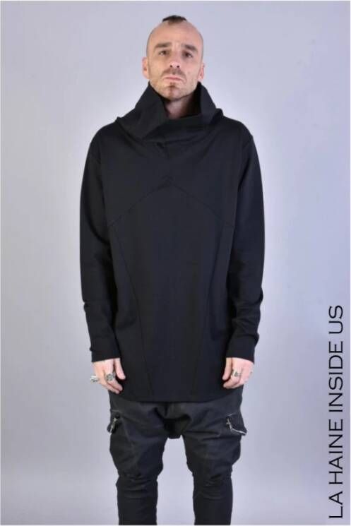 La Haine Inside Us Stijlvolle Oversized Trui met Decoratieve Stiksels Black Heren