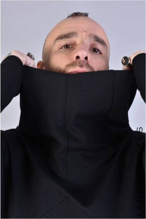 La Haine Inside Us Stijlvolle Oversized Trui met Decoratieve Stiksels Black Heren