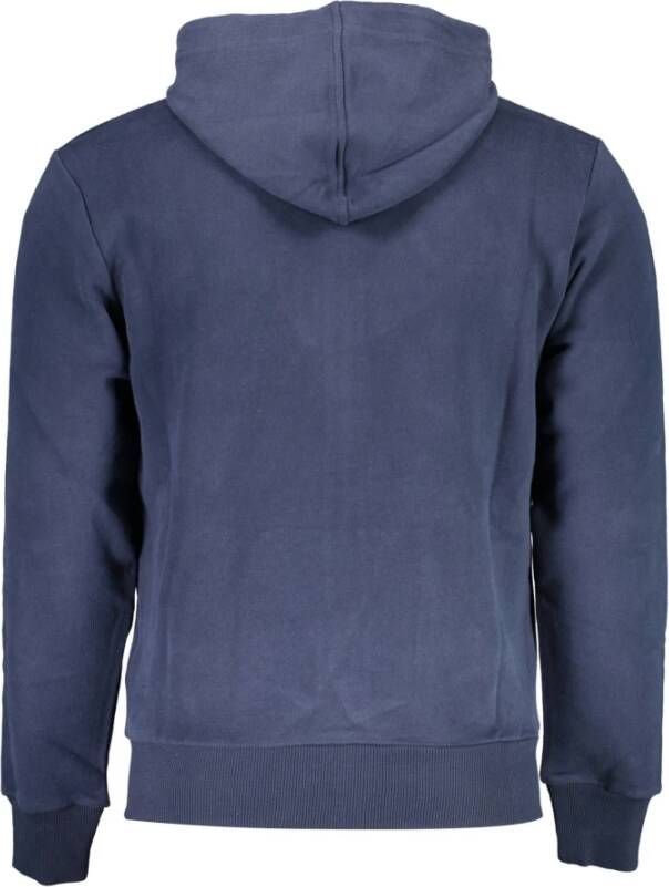 LA MARTINA Blauwe Katoenen Sweater met Capuchon en Rits Blauw Heren