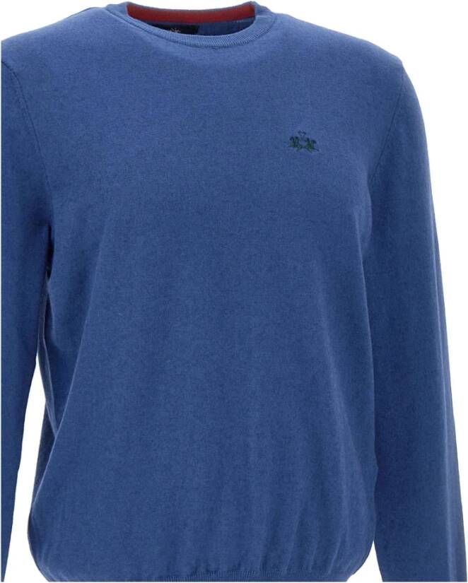LA MARTINA Heren wollen en katoenen trui Blauw Heren