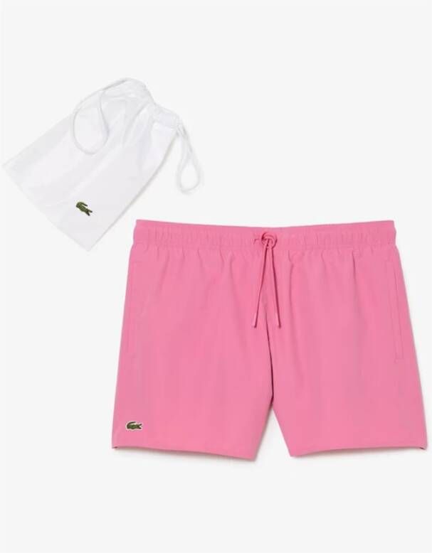 Lacoste Roze Zwemshorts Strandkleding Elastische Taille Roze Heren