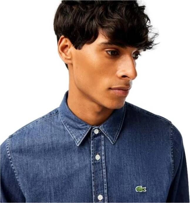 Lacoste Heren Regular Fit Denim Overhemd Blauw Heren