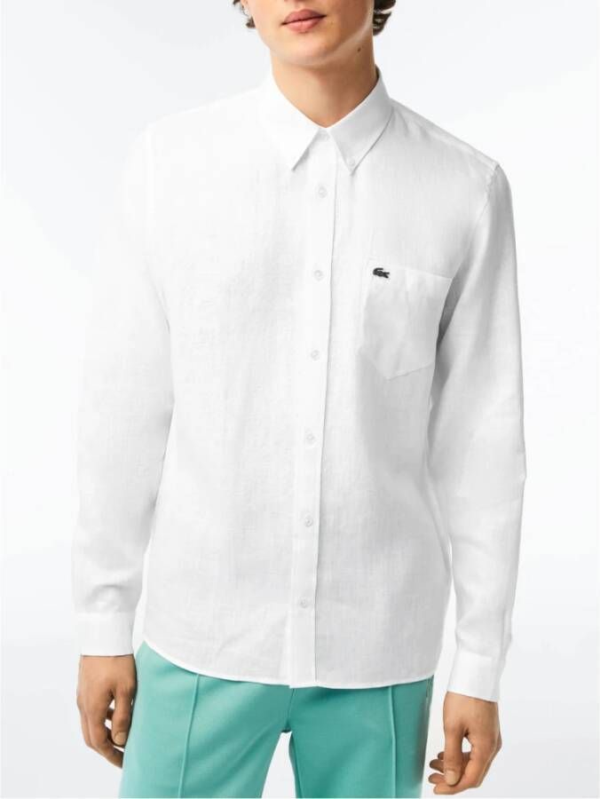 Lacoste Witte Linnen Overhemd voor Heren Wit Heren