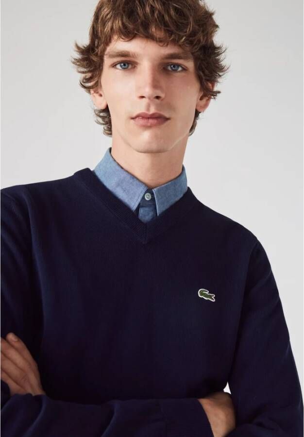 Lacoste Elegante V-hals Trui in Navy-S Blauw Heren