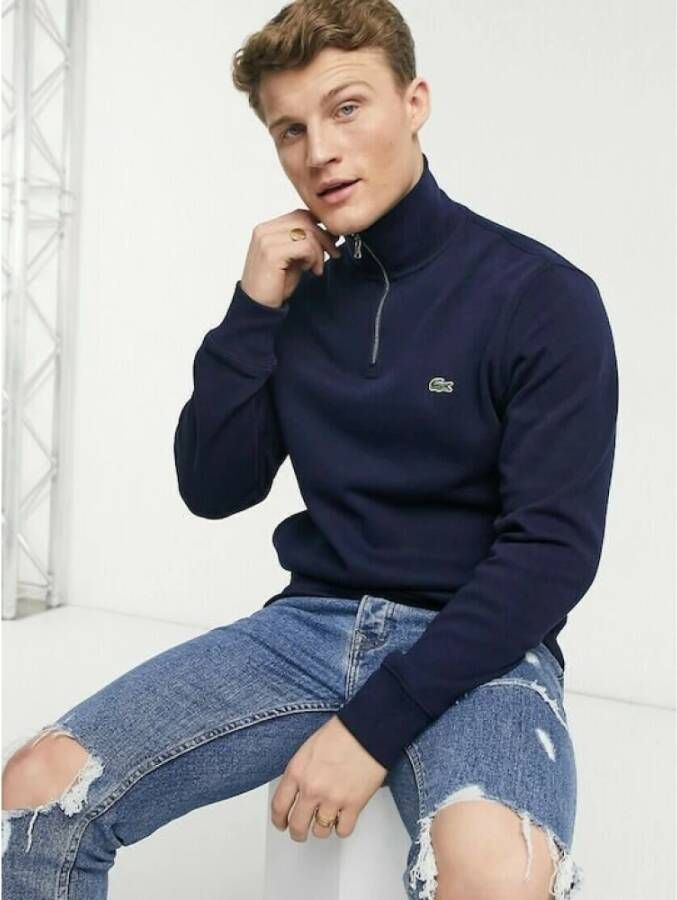 Lacoste Heren Zip Sweater met Micro Logo Blauw Heren