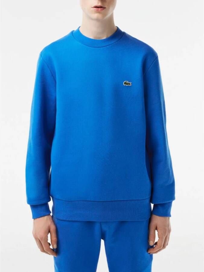 Lacoste Herenkatoenmix sweatshirt met geribbelde zoom en manchetten Blauw Heren
