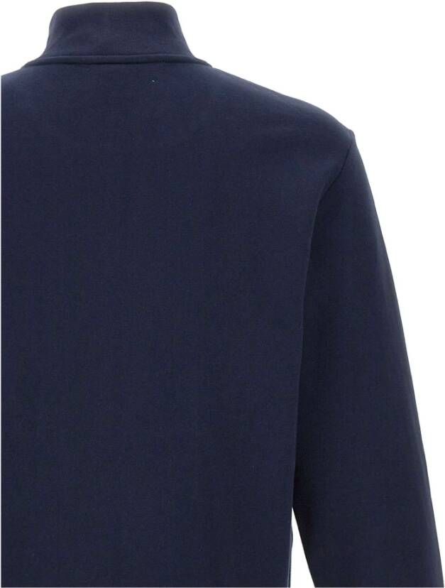Lacoste Navyblauwe Katoenen Sweatshirt met Hoge Kraag en Ritssluiting Blauw Heren