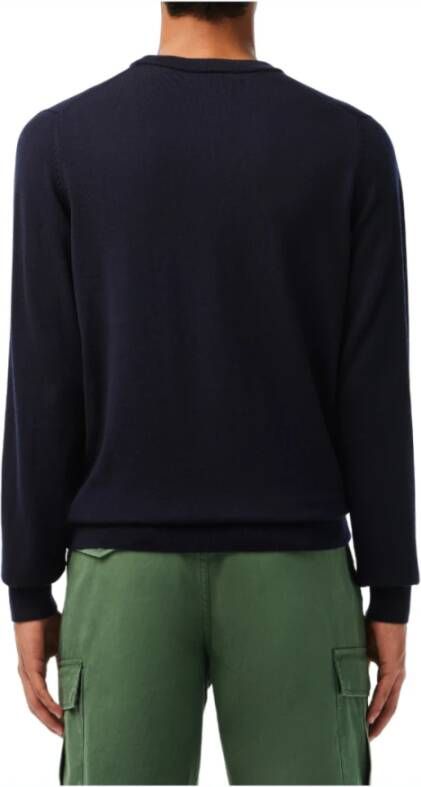 Lacoste Merinowollen Trui met Ronde Hals Blauw Heren