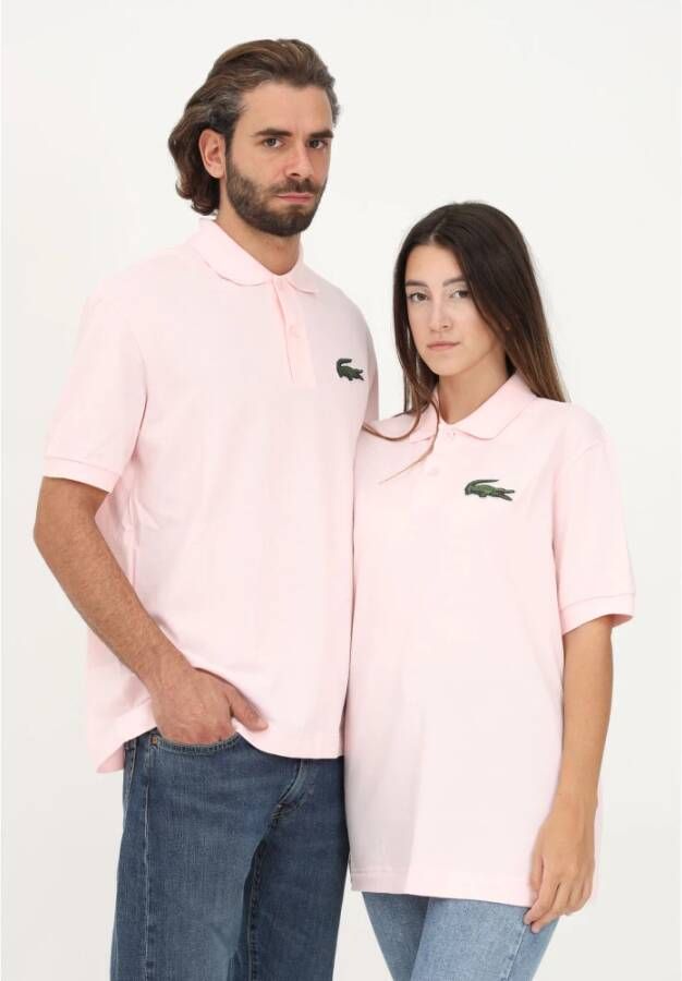 Lacoste Roze Polo Shirt met Ribboorden Roze Heren