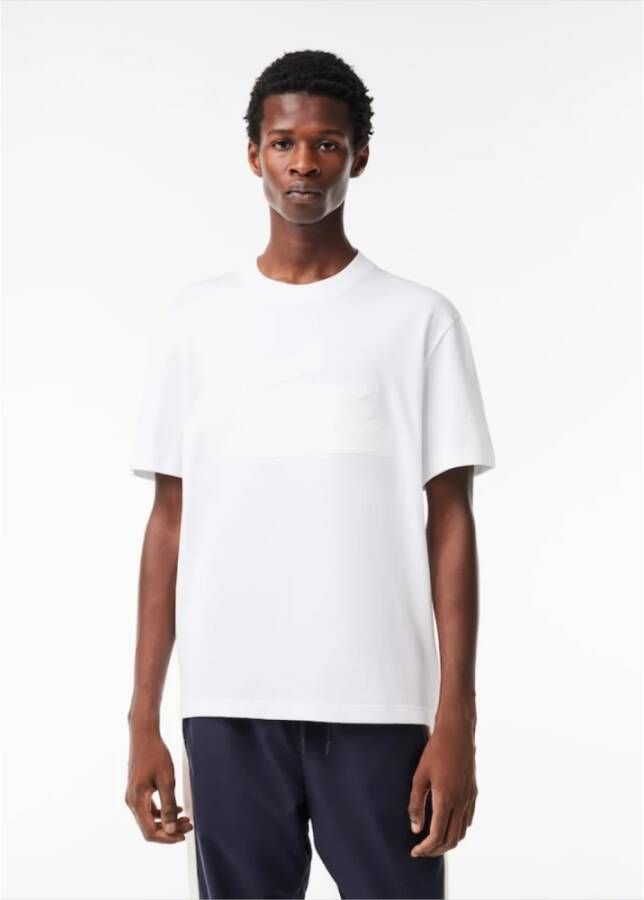 Lacoste Relaxed Fit Gewatteerd Badge T-Shirt White Heren