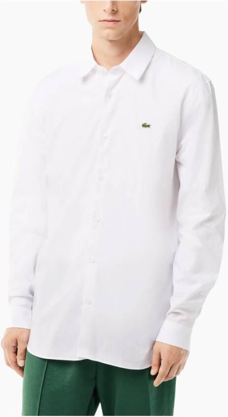 Lacoste Slim Fit Stretch Katoenen Wit Overhemd White Heren