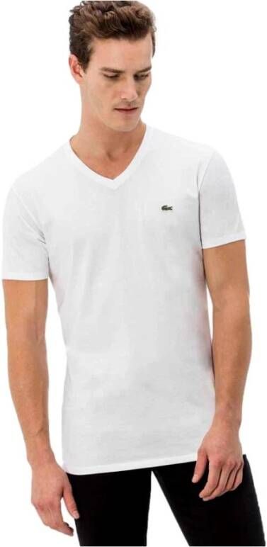 Lacoste Heren V-Hals T-Shirt Th2036 Wit Heren