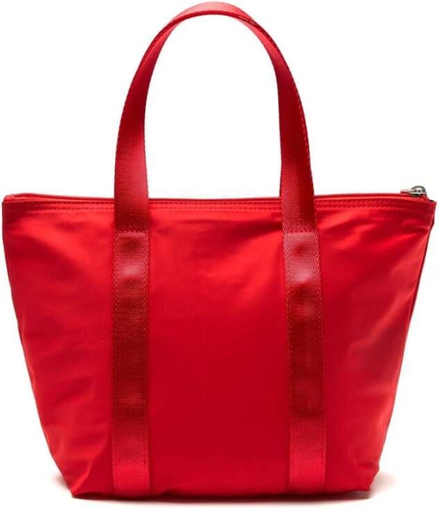 Lacoste Nylon Rits Tote Tas Rood Dames