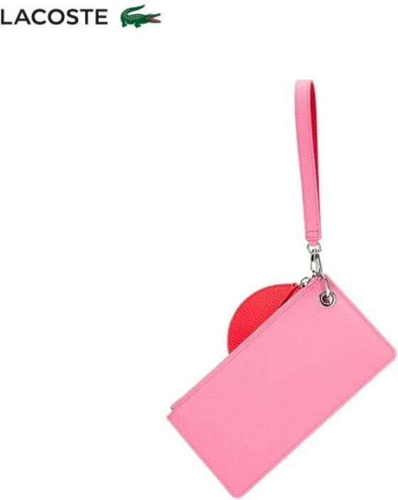 Lacoste Ronde portemonnee met ritssluiting en polsbandje Roze Dames