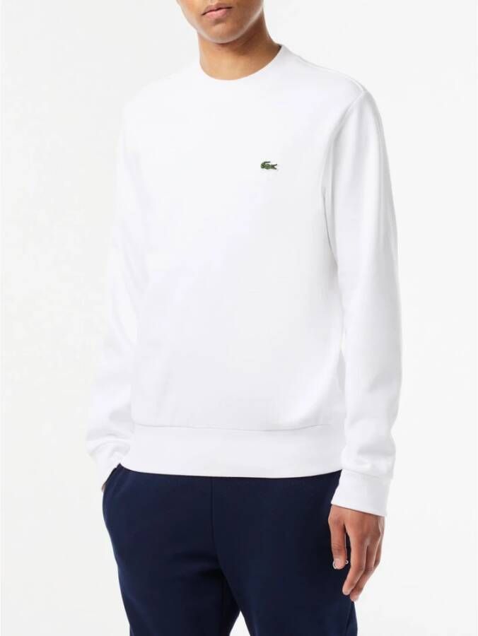 Lacoste Witte Heren Sweatshirt met Geribbelde Zoom en Manchetten Wit Heren